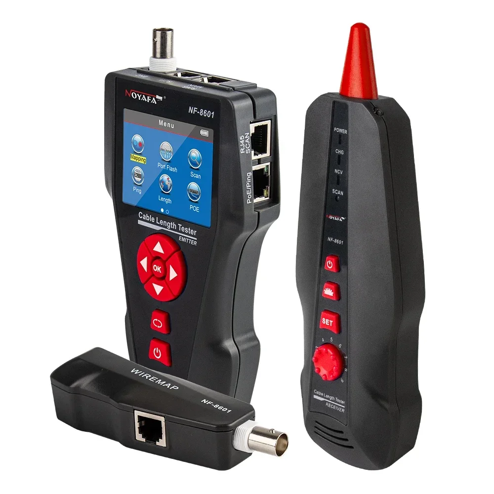 

NOYAFA телефон нового дизайна, тестер длины кабеля POE PING LCD для RJ11 RJ45 BNC Network Cat 7, тестер проводов