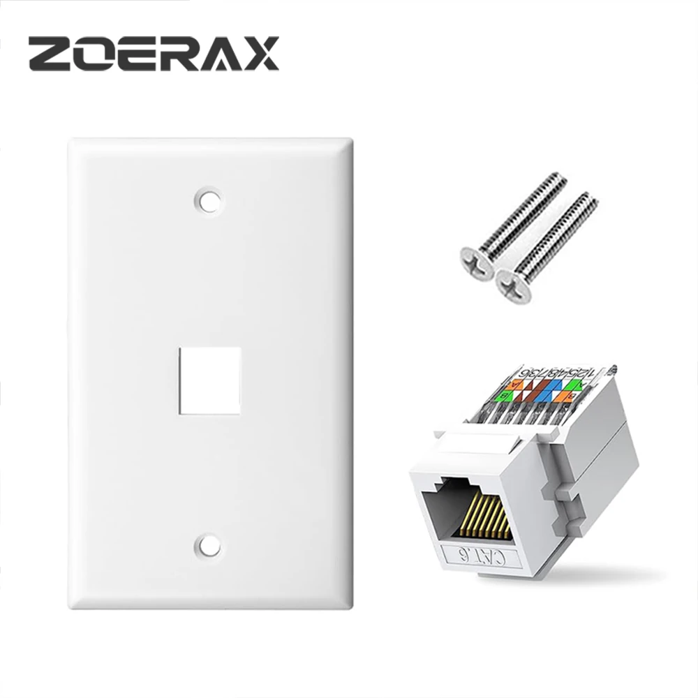 ZoeRax Tooless Cat6 Ethernet Wall Plate ,RJ45 Wall Plate,RJ45 Keystone Jack Connector Cover Plate for CAT6/5E Cable