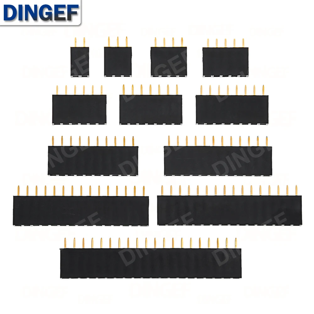 10PCS Single Row Pin Female Header Socket Pitch 2.54mm 1*2p 3p 4p 5p 6p 7p 8p 9p 10p 12p 14p 16p 18p 20p 22p 40p Pin Connector