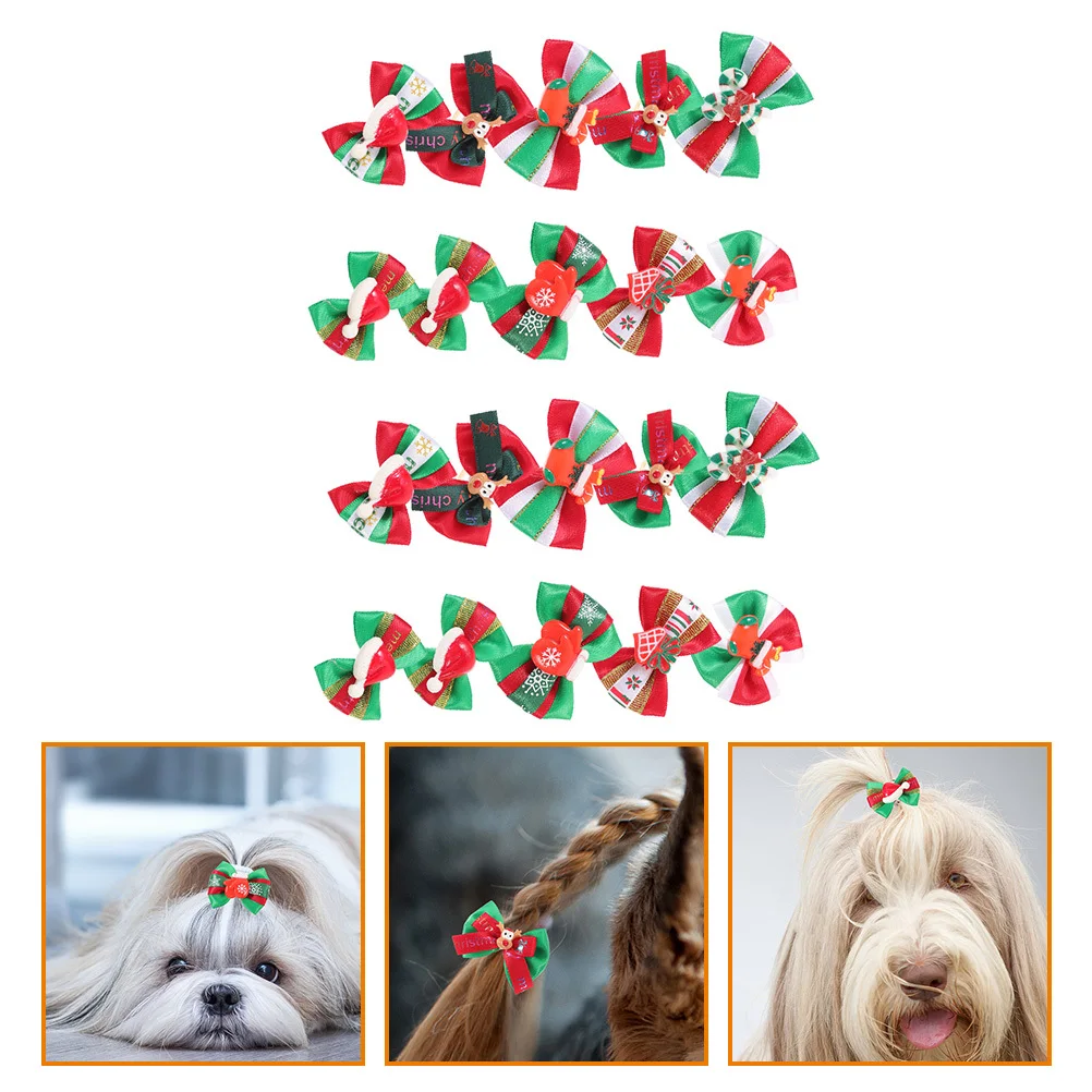 

20pcs Pet Hair Bows For Dogs Colorful Christmas Dog Hair Ties Headdress Small Large Puppies Puppy Accessories Grooming Decor