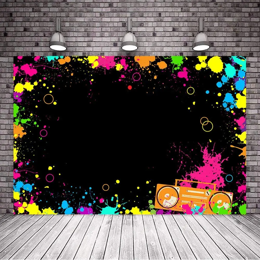 

Glow Backdrop Splatter Neon Birthday Party Photography Backdrop Glowing In The Dark Party Background Studio Props