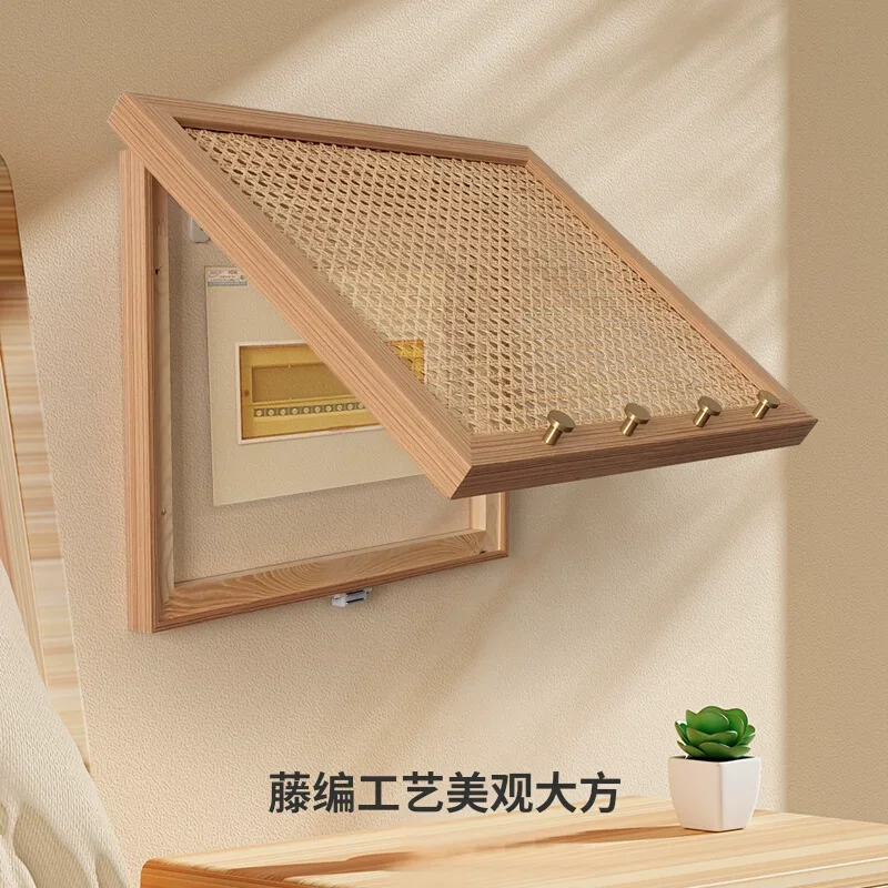 Nordic Rattan Weaving Electricity Meter Box Flip Design Wall Stickers Homestay Clothes Hook Electric Switch Occlusion Home Decor