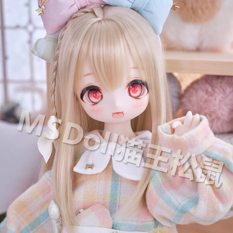 Cartoon Anime Thin Bangs Braids 1/3 1/4 BJD Wig Long Straight Hair Doll Wig DIY Dress Up Doll Hair Girls Gift Dolls Accessories