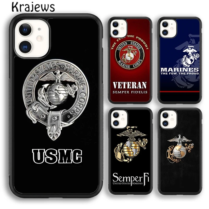 Krajews USMC Marine Corps Phone Case Cover For iPhone 16 15 14 plus XS XR 11 12 mini 13 pro max coque Shell Fundas