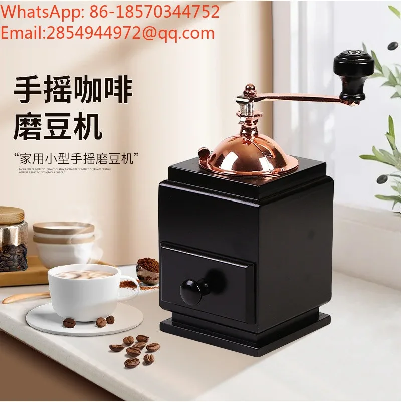 Wooden Manual Coffee Grinder Classic Hand Crank Mill for Coffee Bean Pepper Grinding