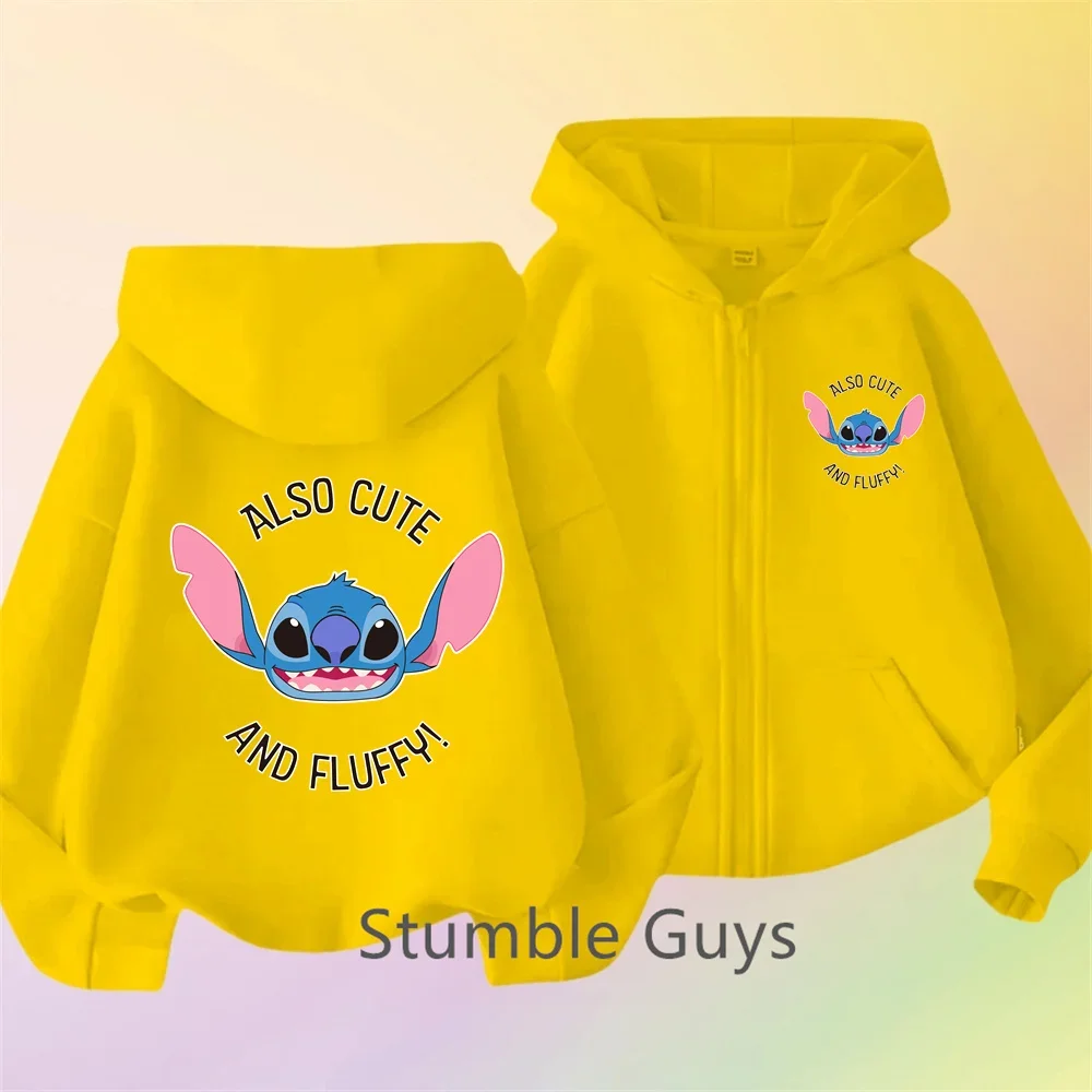 

Cute New Stitch Zip Hoodie Kids Clothing Fall Kawaii Disney Girls Clothing Baby Boys Casual Top 2024 New Kawaii
