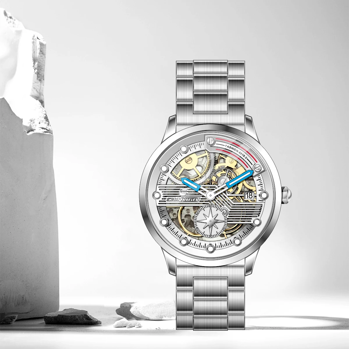 CHAXIGO Stylish Business Men's Watch with Luminous Multifunctionality 30M Water Resistance and Independent Rotating Second Hand