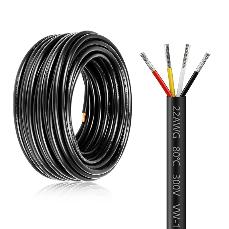 4 Core Electrical Wire 28 26 24 22 20 18 16 14 AWG Sheathed Cable LED Extension Wire For RGB LED Strip Light Lamp Speaker Audio