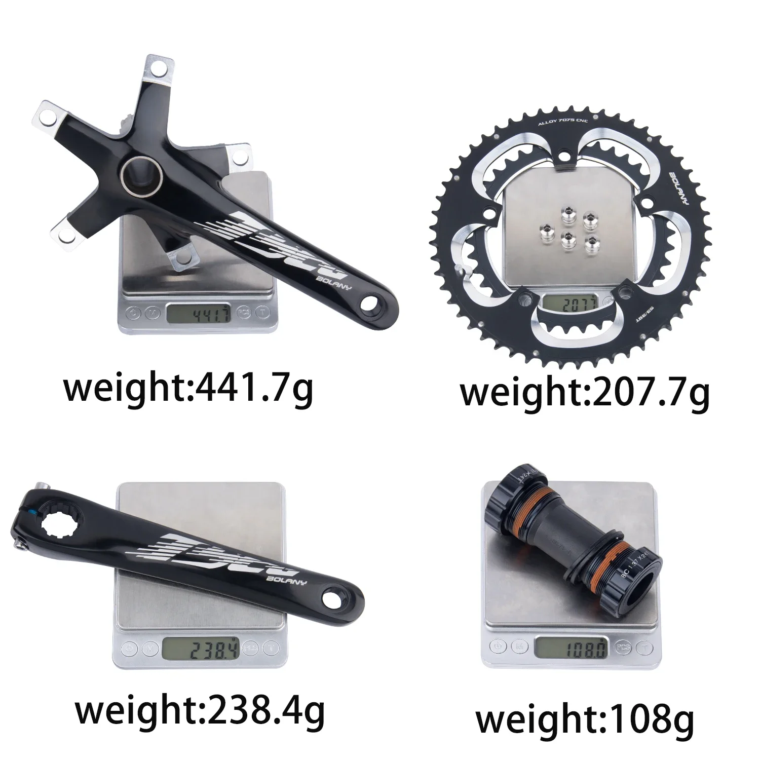 Bolany Road Bike Double Disc CrankSet 170MM 130BCD 53/39T Integrated Bicycle Hollow Chainrings with BB For SRAM10/11S Bike Crank