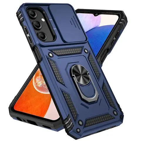 Slide Camera Lens Military Grade Armor Phone Case For Samsung Galaxy A16 A06 A15 A25 A35 A55 5G S24FE Holder Ring Stand Cover