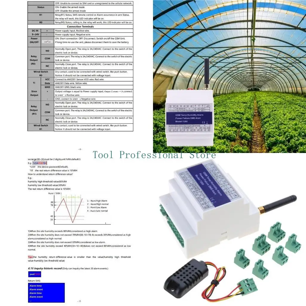 

57QF T200 Monitoring Relay GSM 3G 4G Temperature Humidity Power Status Monitoring Relay SMS Alert Alarm for Many Applications