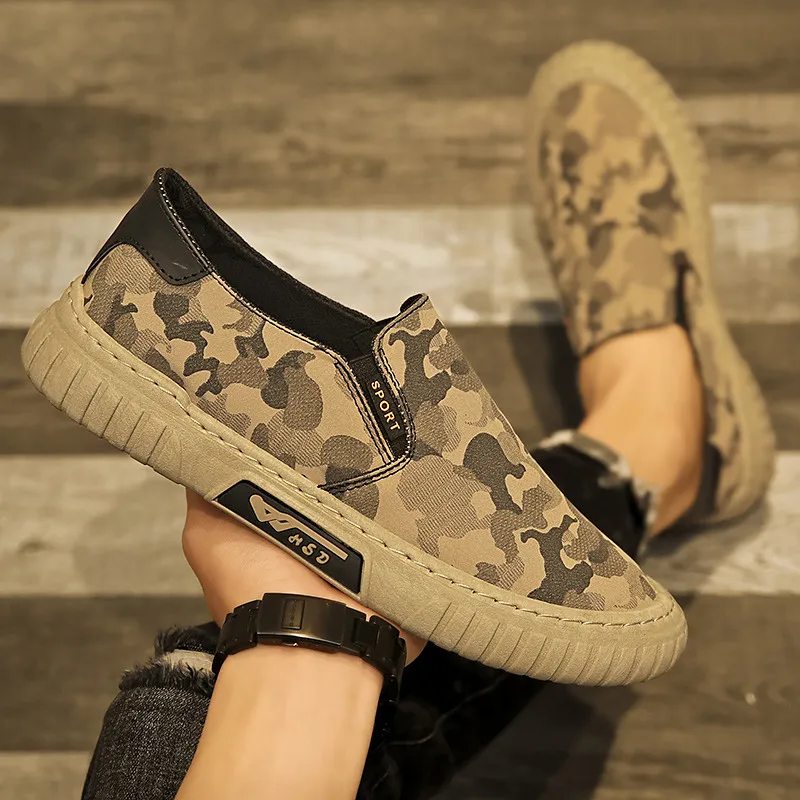 New Arrivals Camouflage Loafer Shoes For Men Classic Flat Low Top Men's Espadrilles Comfortable Slip-On Canvas Leisure Shoes Man