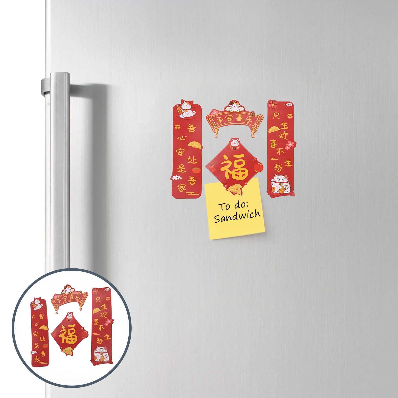

1Set Cute Cat Fridge Magnets Chinese Style Magnetic Decor for Refrigerator Door Whiteboard Holiday Festival Locker Decoration