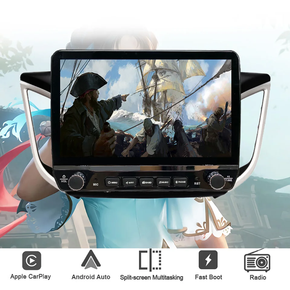 8Core 8G+128G Carplay Auto Car Radio Audio Stereo For Hyundai Creta IX25 2014 - 2019 GPS Navi DVD Cassette 4G Lte Head Unit HU