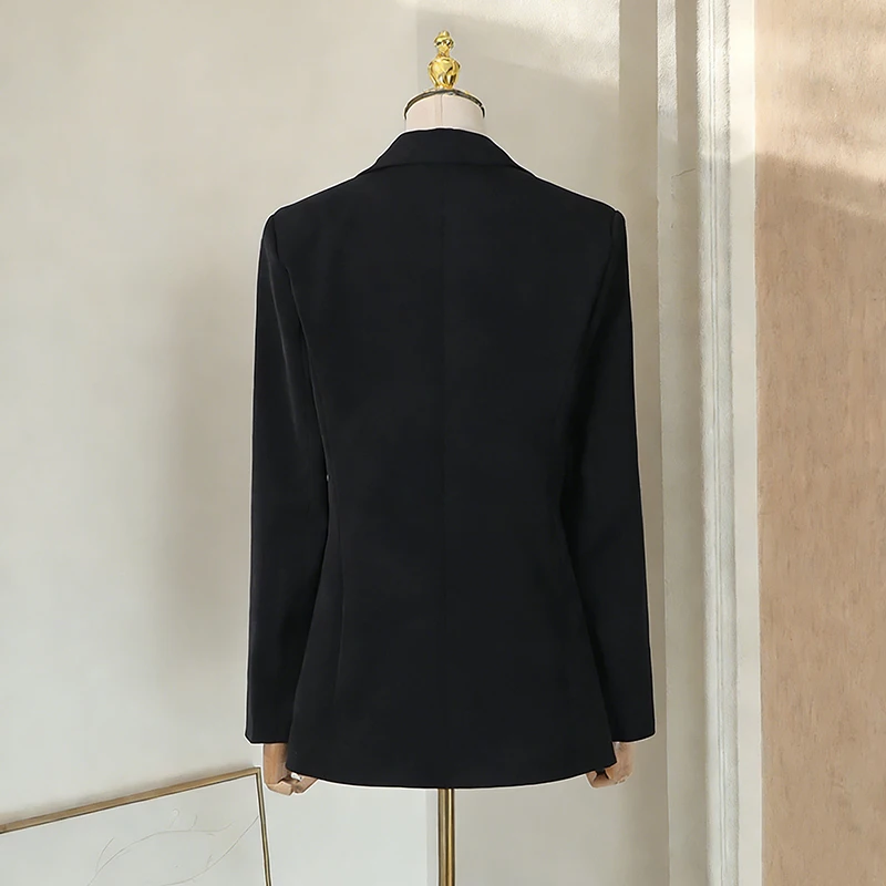KBQ Solid Spliced Tassel Chic Tunic Jacket for Women Lapel Long Sleeve Loose Luxury Commute Jackets Female Autumn Fashion New