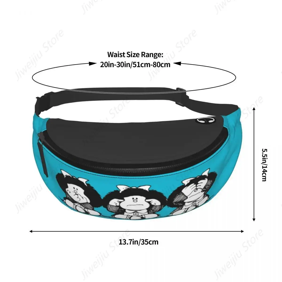 Cool Humor Mafalda Fanny Pack for Travel Hiking Men Women Quino Cartoon Manga Crossbody Waist Bag Phone Money Pouch