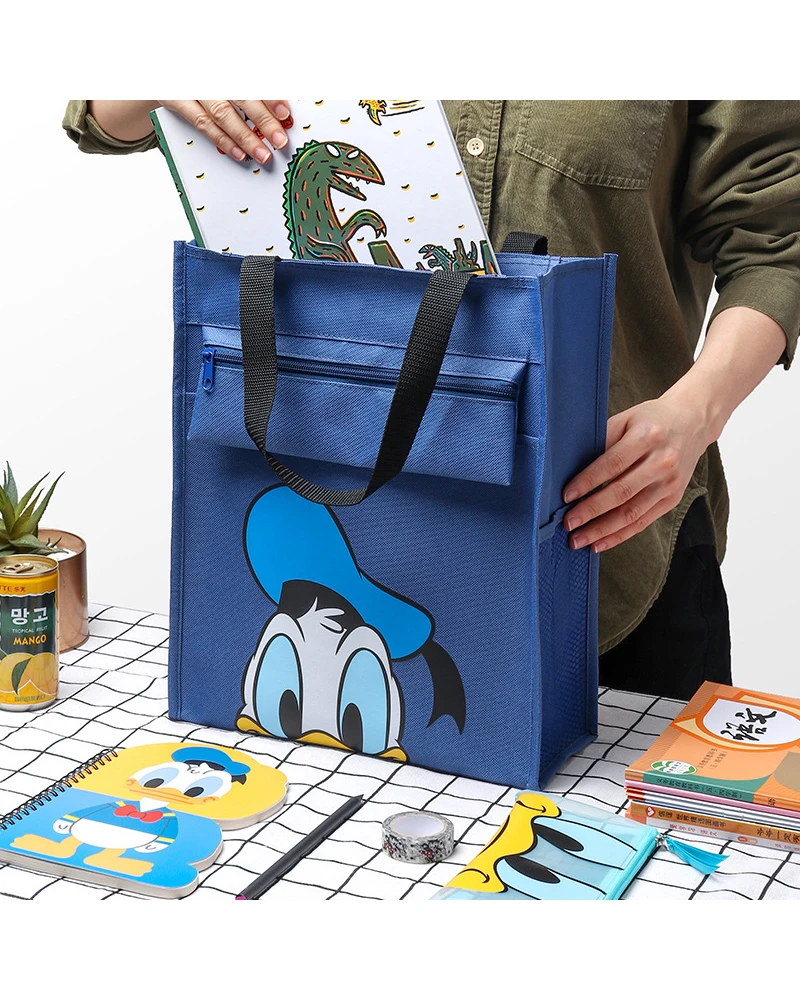 MINISO Original Mickey Mouse Handbag Cartoon Casual Portable Oxford Cloth bag Pen File Folder for Papers Student Stationery