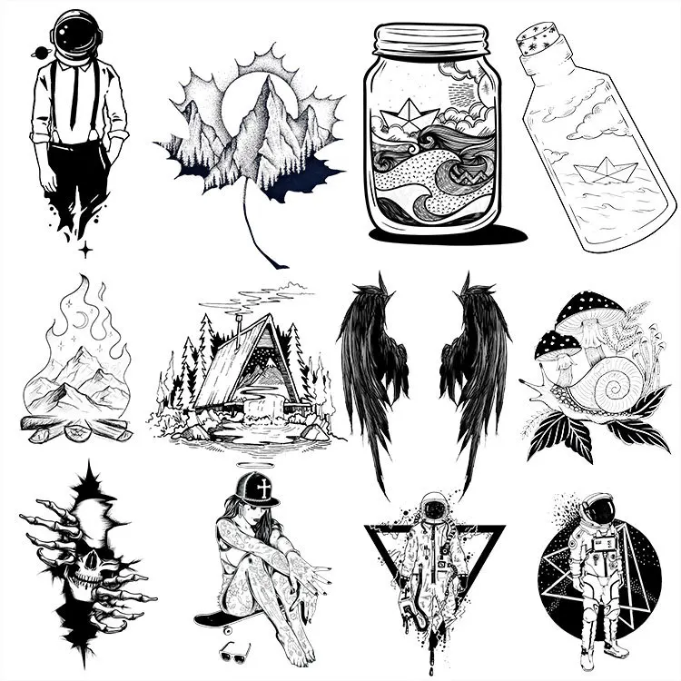 11 types Black and white astronaut street beauty DTF Thermo Sticker Decals Heat Transfer Clothes Clothing Crafts Ironing Diy