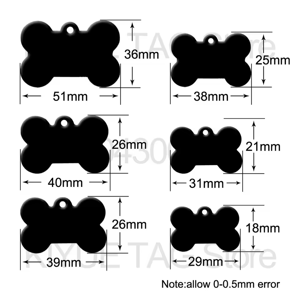 Wholesale 100Pcs Pet Dog ID Tag Bone Shape Aluminium Puppy Cat Collar Accessories Customized DIY Engraving Name Necklace Jewelry - AliExpress 