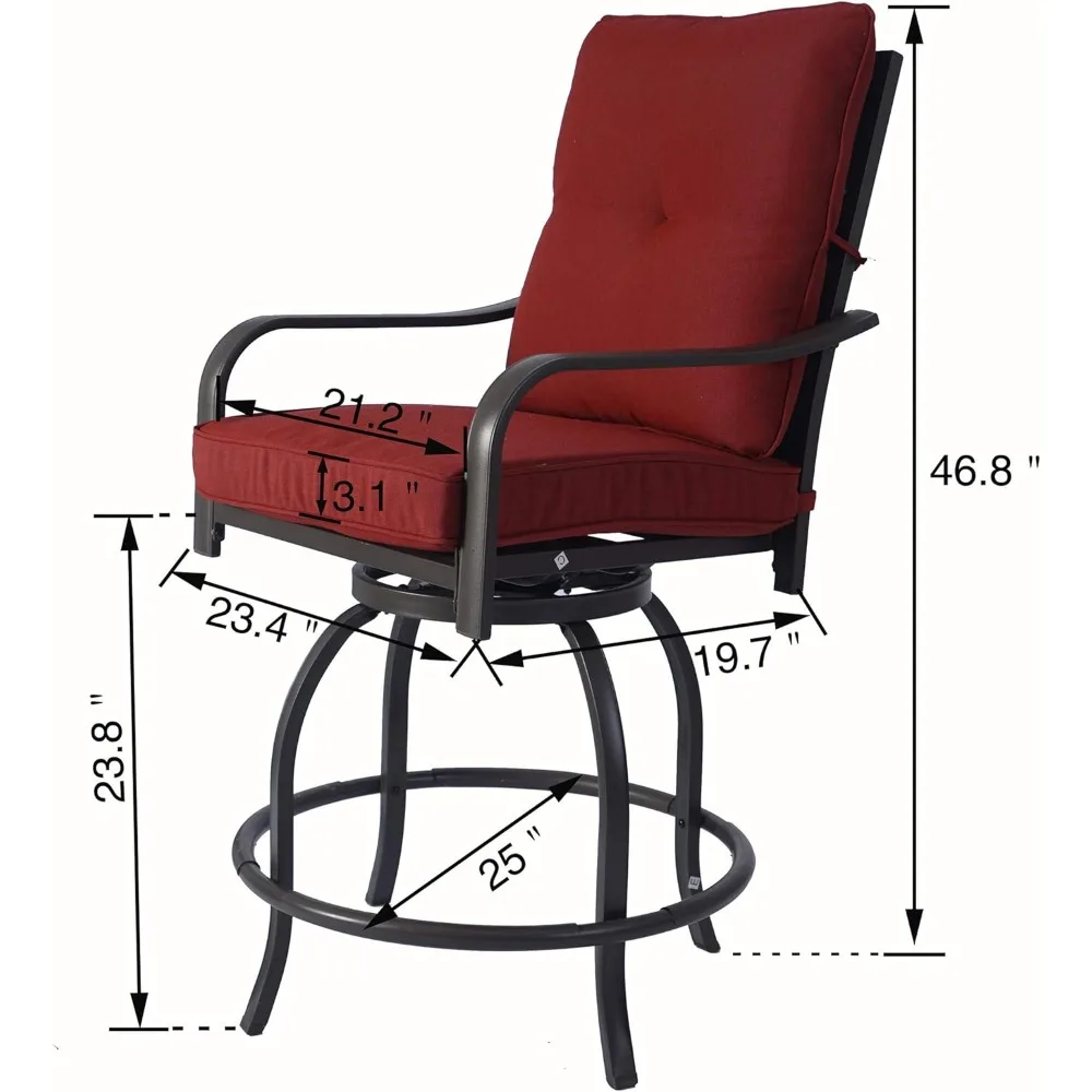 Isabella Outdoor Patio High Swivel Bar Stools/Chairs,Counter Height Tall Patio Swivel Chairs