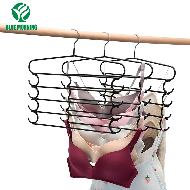 Multi-Layer Jeans Clothes Hanger Trouser Scarf Storage Rack Multi-functional 5 in 1 Closet Organizer for Bras Ties Pants Hangers