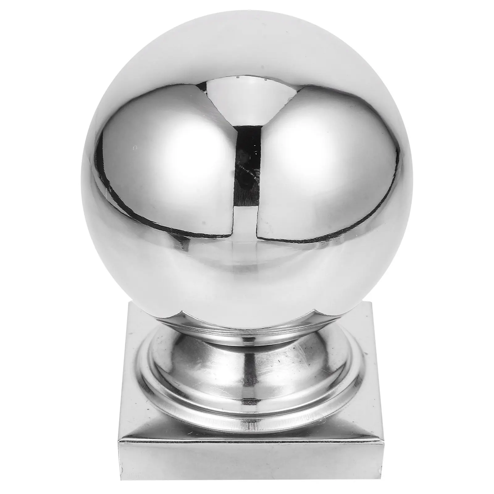 Stainless Steel Decorative Ball Hollow Sphere Square Base Reflective Polished Garden Yard Ornament Stair Railing Balcony Sphere