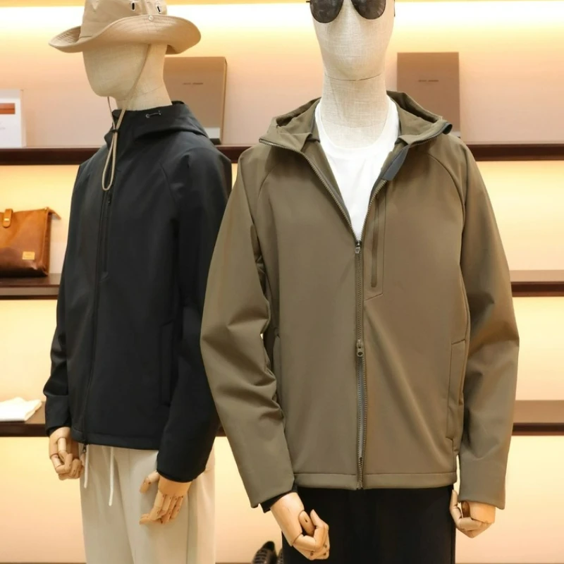 

Outdoor autumn and winter fleece thickened windproof waterproof sports jacket hooded hiking suit, Christmas color