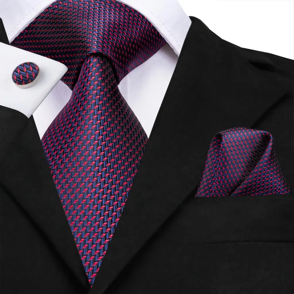 Corbata de boda de seda novedosa púrpura y azul para hombre, gemelos prácticos, regalo, corbata para hombre, diseñador de moda, fiesta de negocios, Dropshiping Hi-Tie