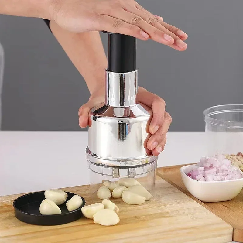 Stainless Steel Onion Chopper, Hand Pressure Food Chopper, Cutter, Slicer, Peeler, Manual Garlic, Kitchen Shredder Tool