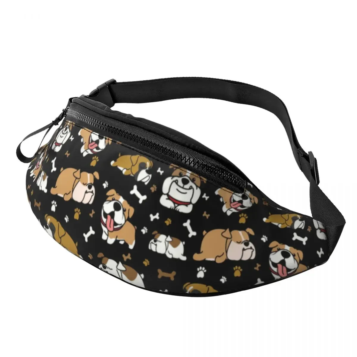 

Cool Cute English Bulldog Fanny Pack Men Women British Dogs Crossbody Waist Bag for Camping Biking Phone Money Pouch