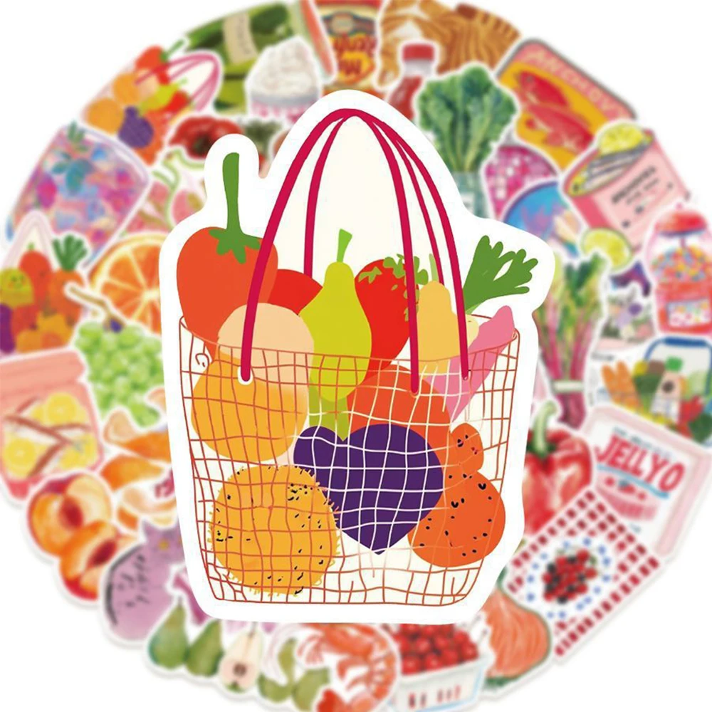 10/30/50pcs Retro Aesthetic Mediterranean Tomato Stickers Cartoon Decals DIY Laptop Scrapbook Guitar Cute Graffiti Sticker Decor