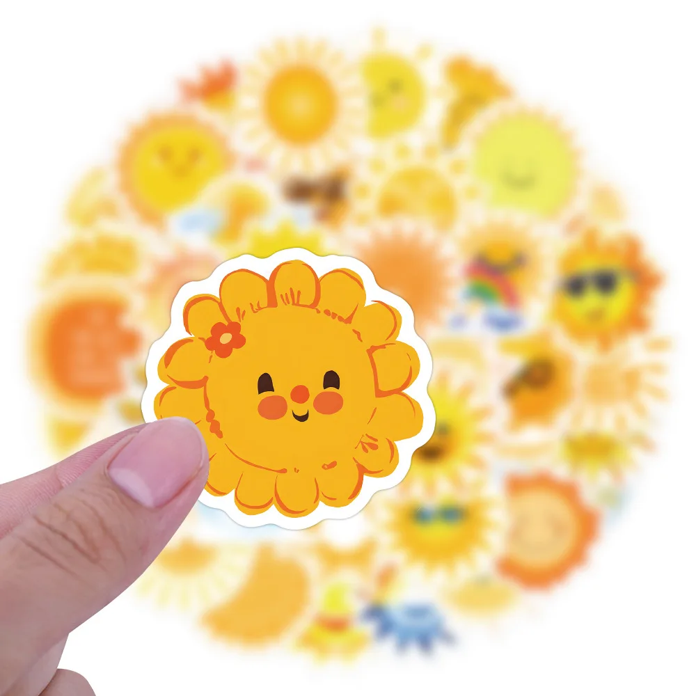 60pcs 선샤인 태양 웃는 얼굴 만화 낙서 장식 가방 기타 방수 컵 스티커