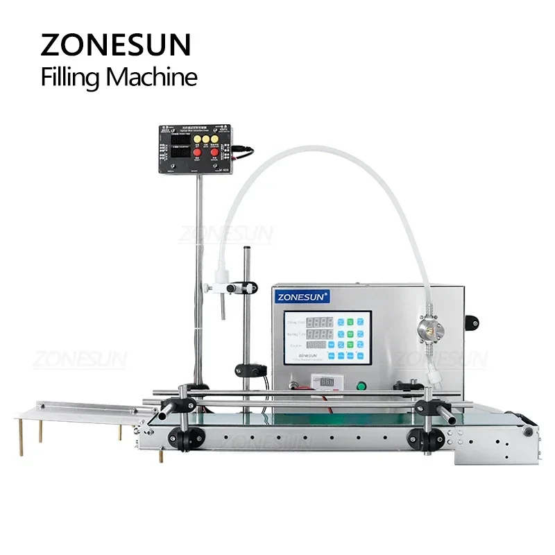 ZONESUN Automatic Digital Control Water Liquid Filling Machine wiht Conveyor 316 stainless steel Magnetic Pump ZS-DTMP1S