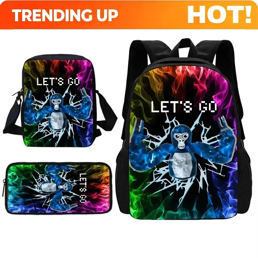 Custom Bag Novelty Cool Gorilla Tag Child School Backpack With Shoulder Bag Pencil Bags School Bags For Boys Girls Best Gift