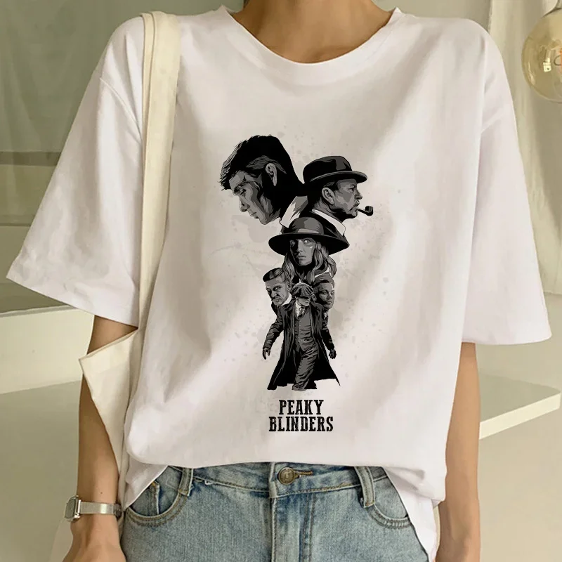 女性用ピキーブラインダーズTシャツ,半袖グラフィックTシャツ,クラシックなストリートウェア,ファッショナブル