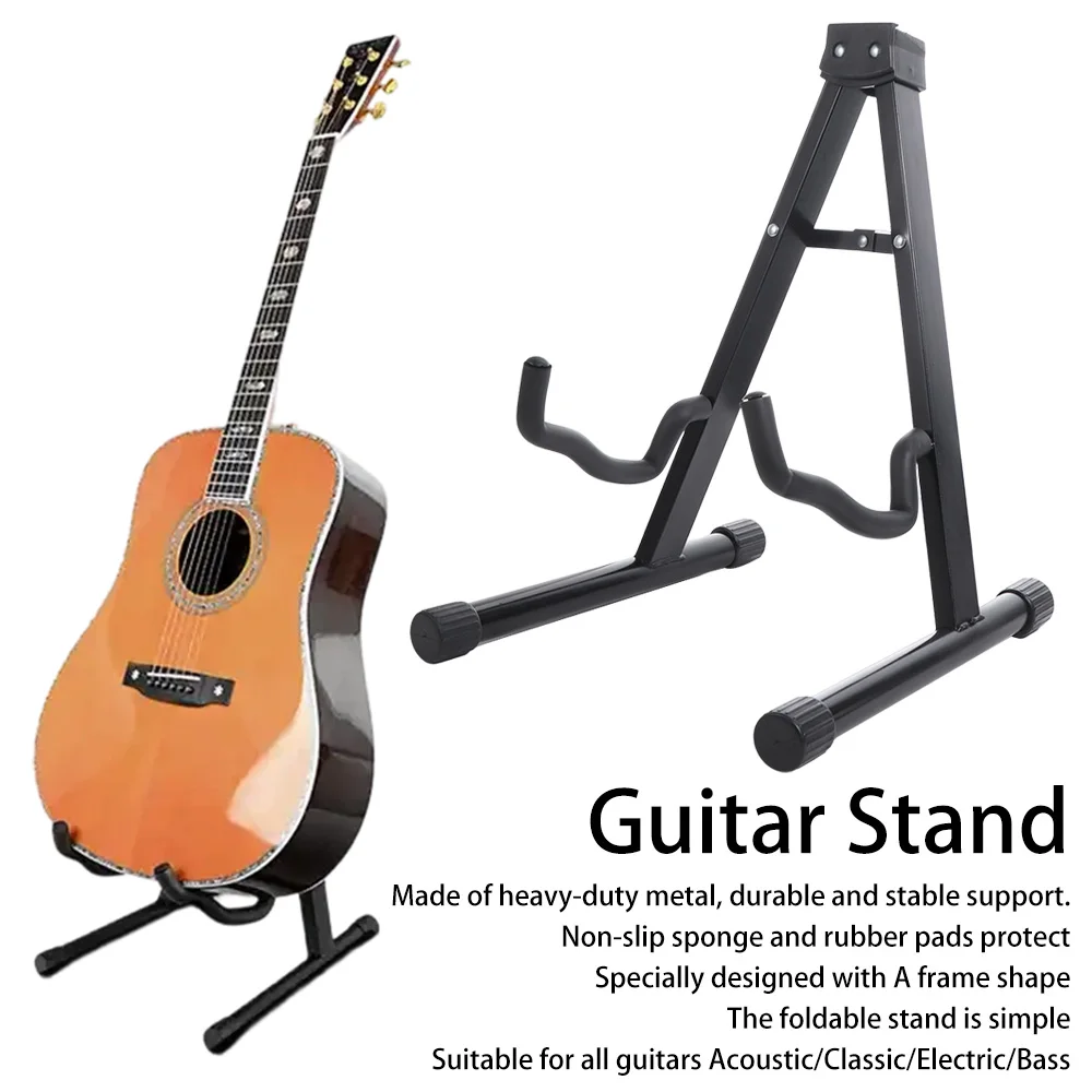 Easy To Assemble Vertical Guitar Stand a-Frame Metal Portable Guitar Rack Black Tripod Universal a Frame Floor Stand Banjo view 4