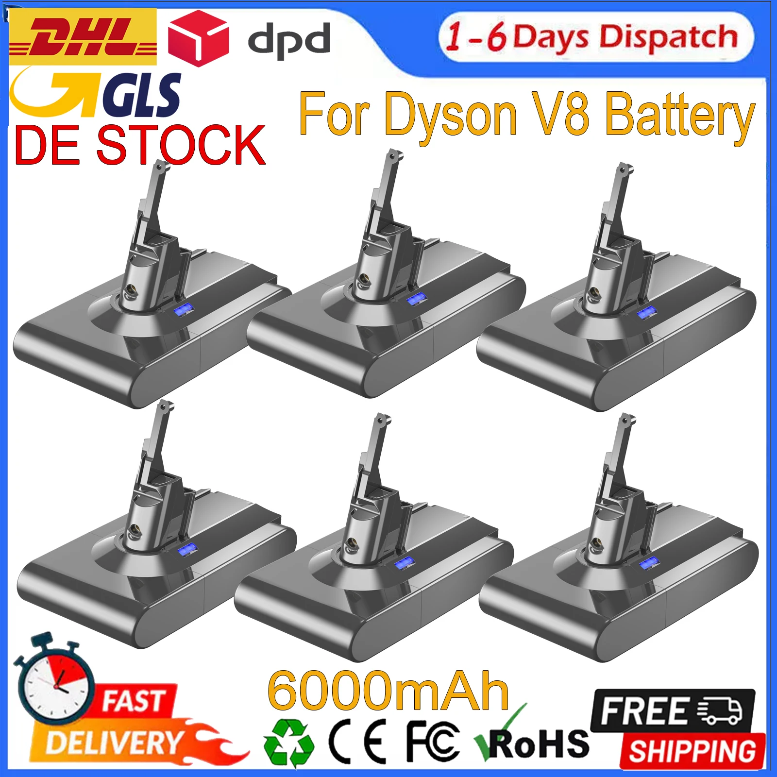 For Dyson V8 6000mAh Battery 21700 Cell Replacement Battery For Dyson V8 Absolute V8 Animal SV10 Handheld Vacuum Cleaner