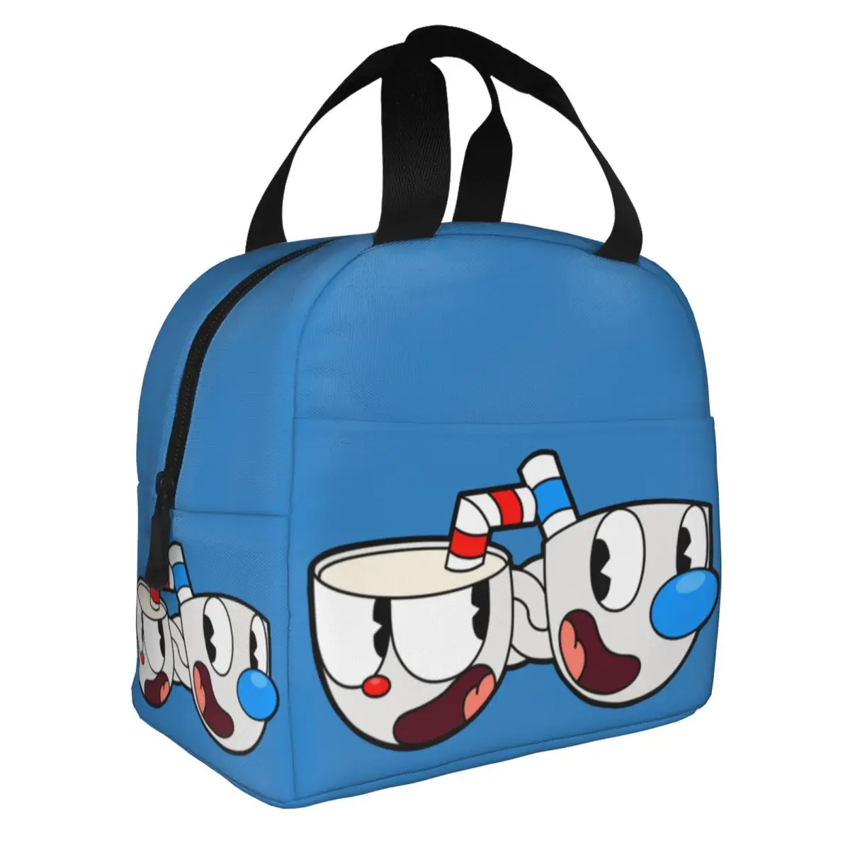 Cuphead Mugman Insulated Lunch Bags Leakproof Game Anime Meal Container Thermal Bag Tote Lunch Box School Picnic Food Bag