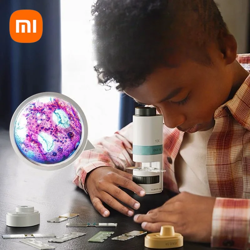 Xiaomi Science Can Projection Microscope for Children With Multiple Lens Mini Pocket Handheld Microscope for Kids Birthday Gifts