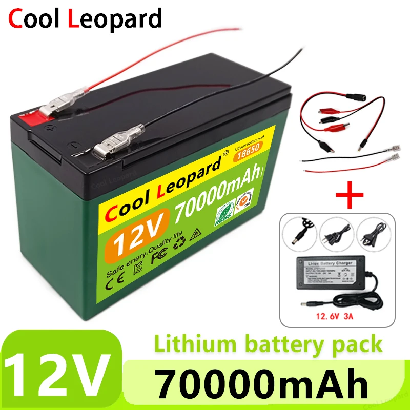 

Cool Leopard 12V 70AH 18650 Lithium Battery,For Solar Energy And Electric Vehicle Battery +12.6V 3A Charger Built-In BMS
