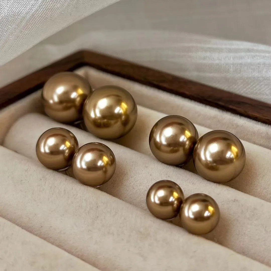 

Новые ретро осенне-зимние высококачественные коричневые серьги-гвоздики в стиле Shijia Maillard с жемчугом и ракушками, рекомендованные для поездок на работу