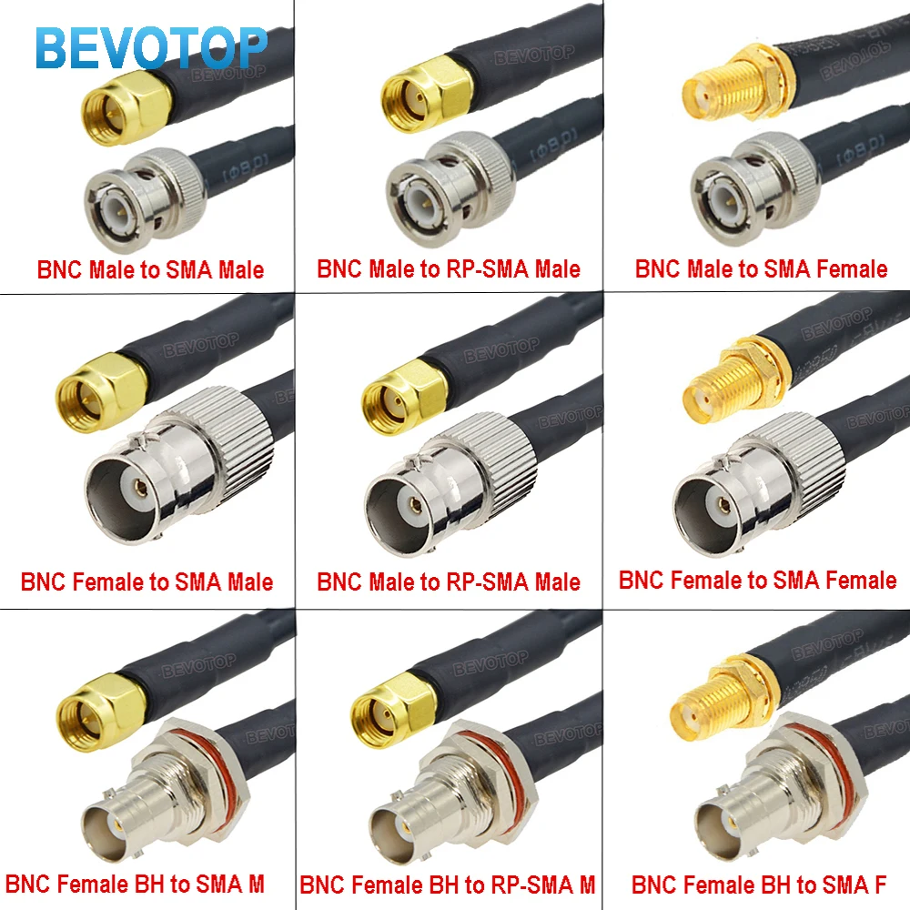 BNC Male to SMA Male Plug /Female Jack LMR240 Cable RF Coaxial Cable LMR-240 50-4 Low Loss 50 ohm Pigtail Jumper Extension Cord