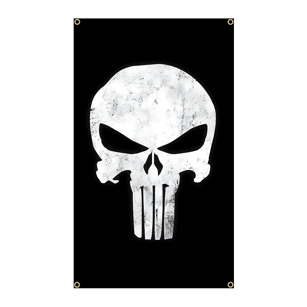 装飾用の薄い頭蓋骨旗、パニッシャーバナー、3x5ft、90x150cm