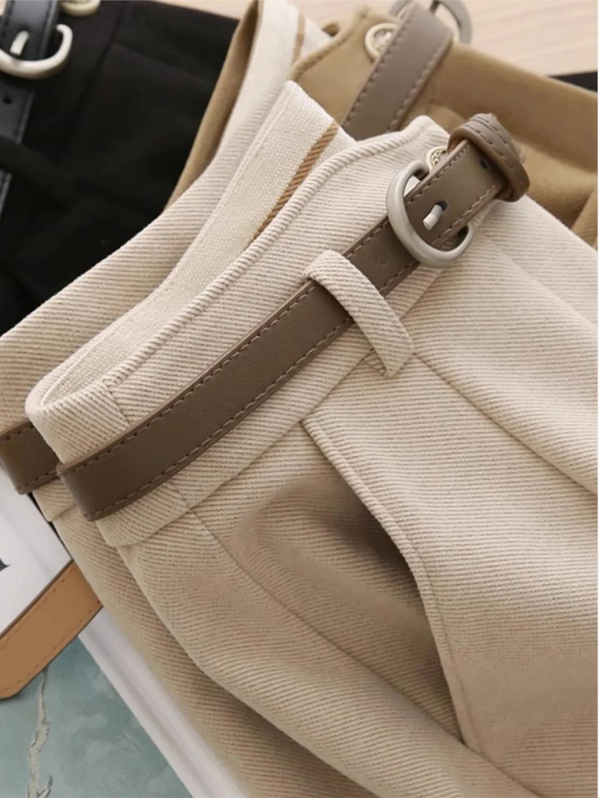 بنطلون نسائي كاجوال عالي الخصر سميك للخريف والشتاء، بنطلون صوفي بطول تسعة أرباع، بنطلون أنبوبي من ماركة مميزة #1