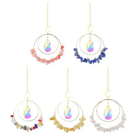 Crystal Amethyst Windchimes Catching Pendants Sun Stone Chakra Rainbow Prism Make Trapping Hanging Jewelry Home Decoration