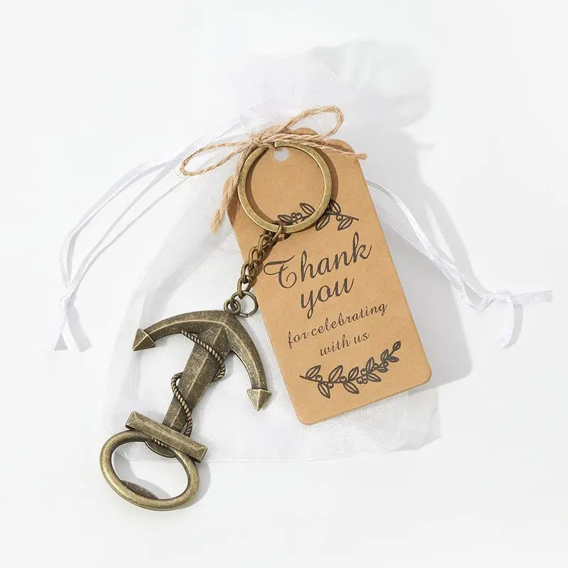 

(25Pieces/lot) Simple Wedding celebration gifts for Guests of Anchor Bottle Opener key chain favors for Wedding Party gifts