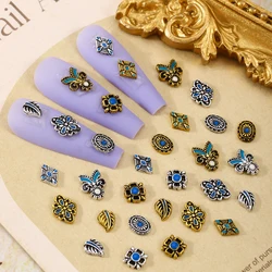 60pcs/box Retro color Bohemian style four-leaf clover decorative accessories Mini simple style alloy nail decoration