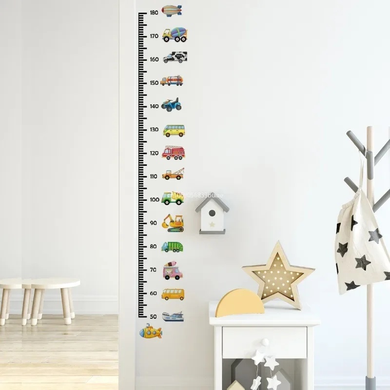 Transport Truck Cars Growth Chart for Kids Wall Stickers Measure Height Children Ruler Nursery Room Decor Art Home Accessories