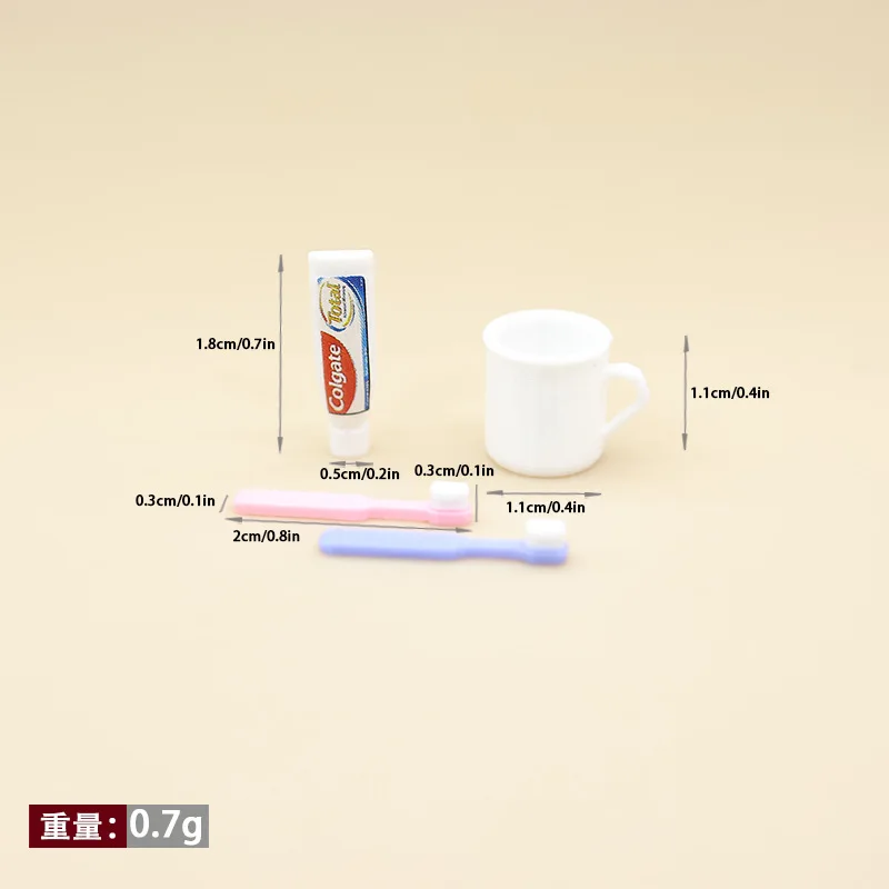 1set Dollhouse Toothbrush Toothpaste Cup Mini Washing Kit Model Bathroom Scene Desktop Decor Miniature Doll Accessories Crafts