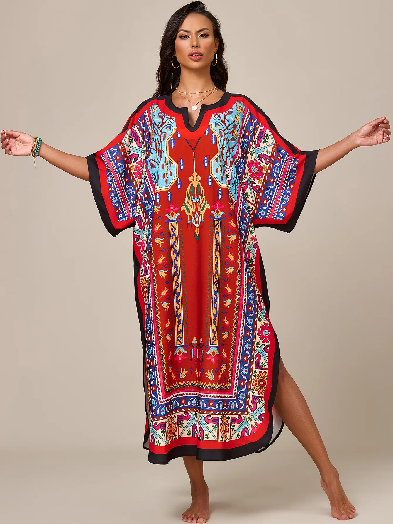 

Женский африканский кафтан макси-купальник, пляжная накидка, ночная рубашка, домашняя одежда, повседневное платье, женский кафтан Дашики, свободный размер